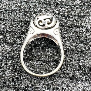 Vintage Artisan Sterling 925 Ball Spinner with Filigree Openwork Ring Size 8.5.